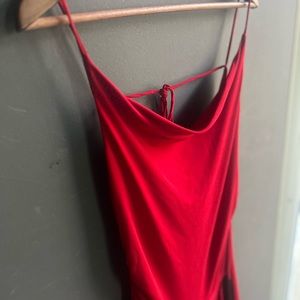 Red spaghetti strap cocktail dress